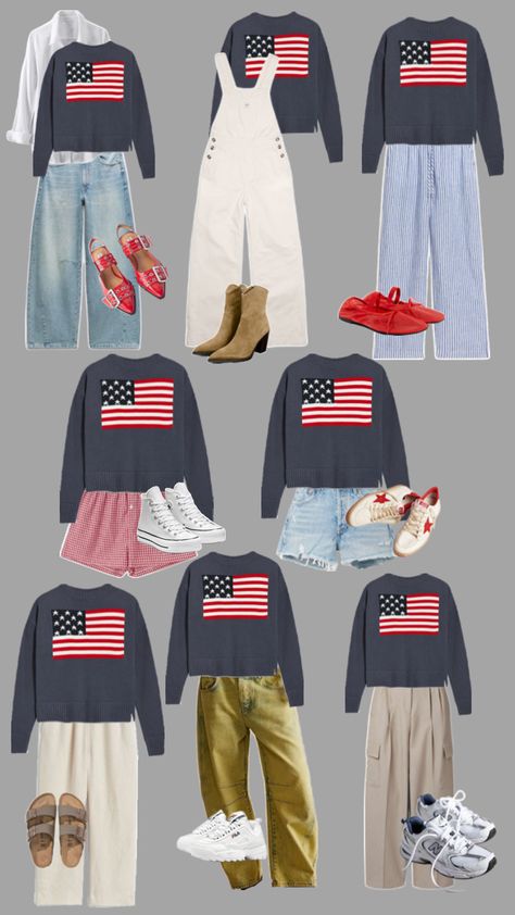flag sweater, 4th of july, july 4th, outfit inspo 4th Of July, Flag Sweater Outfit, Flag Sweater, Sweater Outfit, 4th Of July Outfits, July 4th, Sweater Outfits, Flag, My Style