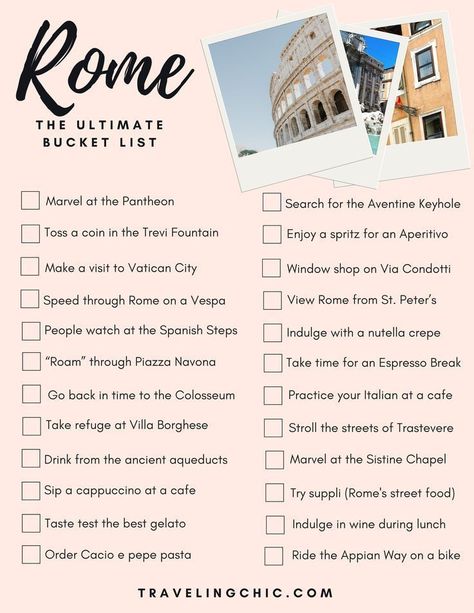 25 Things You Must Do in Rome, Italy Italy Must Do, Ravena Italy, Europe Travel Itinerary, Rome Bucket List, Rome Itinerary, Travel Chic, Travel Checklist, Destination Voyage, Rome Travel