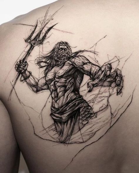 60 Best Cool Tattoo Ideas and Designs for Ink Enthusiasts in 2021 Tattoo Placements, Posiden Tattoo, Tattoo Fairy, Greek God Tattoo, Trident Tattoo, Poseidon Tattoo, Zeus Tattoo, Sketch Style Tattoos, Greek Mythology Tattoos