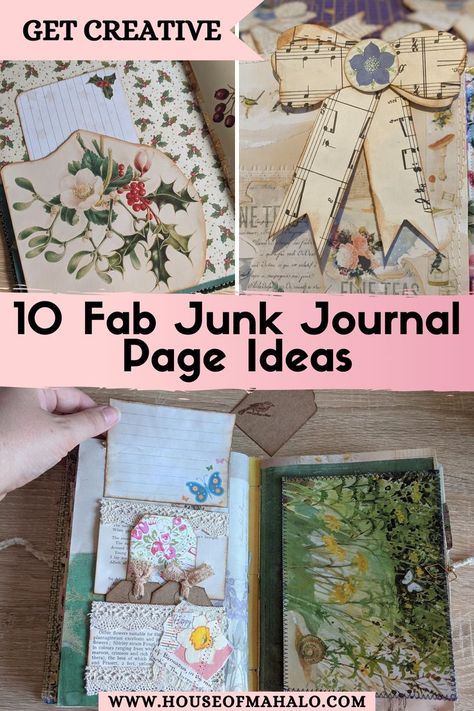 Art Journal Techniques, Upcycling, Altered Book Art, Junk Journal Page Ideas, Journal Page Ideas, Handmade Journals Diy, Smash Journal, Diy Journal Books, Page Layouts