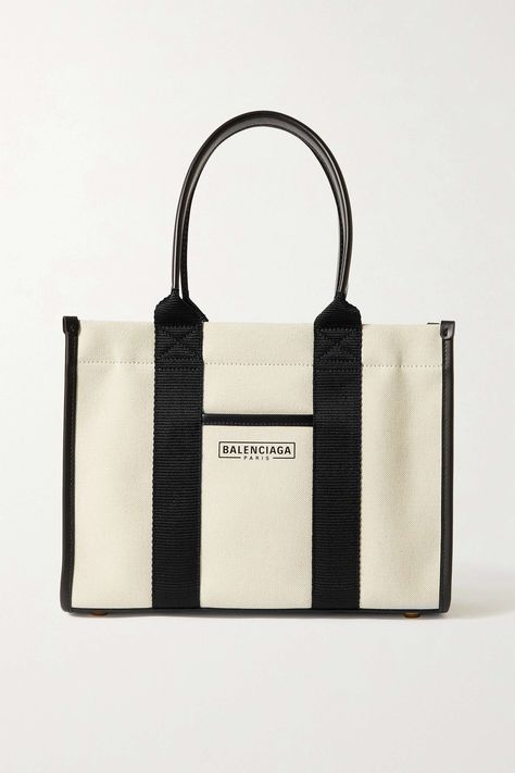 Neo Navy small leather-trimmed printed organic cotton-canvas tote | Net-a-Porter (US) Lv Handbags, Style Fall 2023, Balenciaga Tote Bag, Style Names, Handbag Styles, Balenciaga Tote, Canvas Bag Design, Balenciaga Bag, Bag Trends