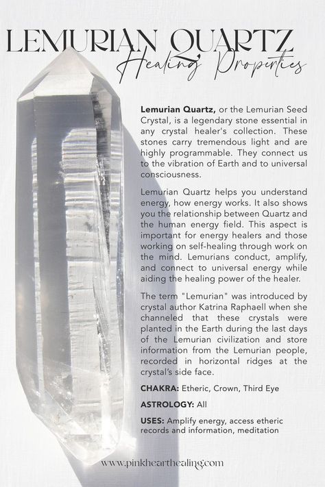 Quartz Healing Properties, Quartz Benefits, Minerals Crystals Stones, Crystal Healing Chart, Universal Consciousness, Lemurian Crystal, Lemurian Quartz, Magic Stones, Crystal Healer