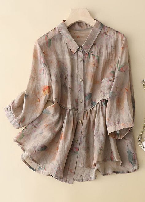 Loose Clothing Style Summer, Short Top Designs, Cotton Short Tops, Bracelet Sleeve, Cotton Shirts Women, Modest Dresses Casual, Long Sleeve Outfits, Half Sleeve Tops, Linen Casual