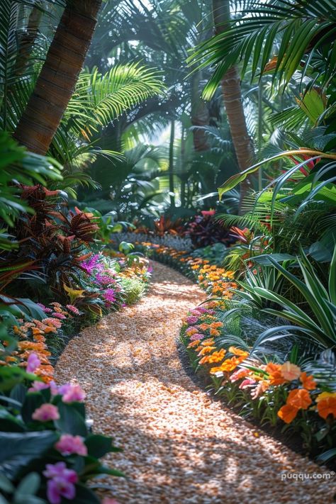 Tropical Landscape Design Ideas - Inspiring Outdoor Paradises - Puqqu Plant Ideas Indoor, Garden Design Tropical, Wall Hanging Plants Indoor, Hanging Plant Indoor, House Plant Decor, Bathroom Plant, Plant Bedroom, Landscape Tropical, Tropical Core