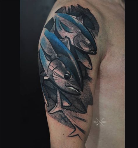 Łukasz Zglenicki on Instagram: “#tattoo #cykada #tunatattoo #tuna #bluefintuna #tattooartistmagazine #tai9a #inkstinctsubmission #equilattera #tattrx #thebesttattooartists” Tattoo Artists, Tatting, Blue Fish Tattoo, Fish Tattoo, Instagram Tattoo, Blue Fish, Grey Blue, Fish Tattoos, Black Grey