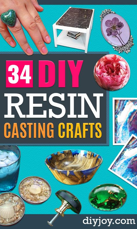 34 DIY Resin Casting Crafts Homemade Resin, Diy Resin Casting, How To Make Resin, Epoxy Resin Diy, Resin Crafts Tutorial, Diy Resin Projects, Resin Jewelry Diy, Art And Craft Videos, Cheap Crafts