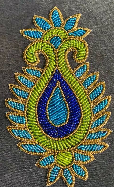 Couture, Patchwork, Zardosi Loading Stitch Design, All Beads Work In Aari, Beads Work Aari Design, Aari Work Face Design, Embossed Bead Work Aari Design, Simple Motifs Design For Aari Work, Aari Peacock Tracing Design