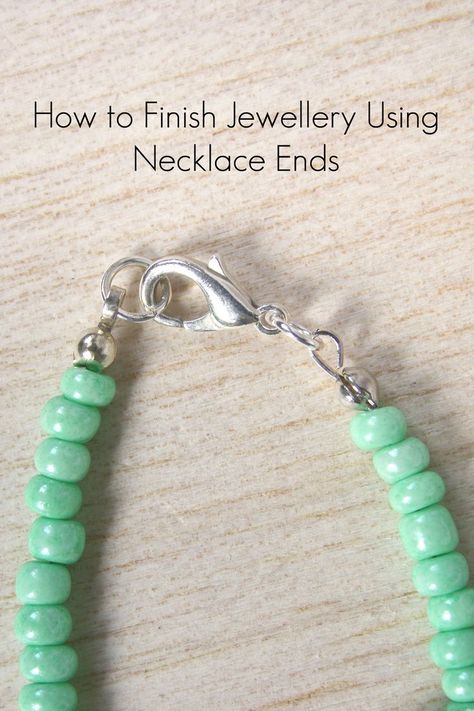 Diy Necklace And Bracelet, Finishing Bracelet Ends, Knotted Necklace Diy, Easy Jewelry Making Ideas, Necklace Ends, Jewellery Tutorial, Beading Necklaces, Diy Necklace Making, Diy Jewelry Making Tutorials