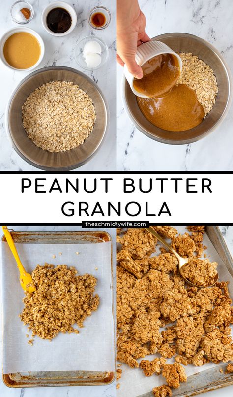 Healthy Peanut Butter Granola, Peanut Butter Granola Bar Recipe, Homemade Peanut Butter Granola, Granola Peanut Butter, Peanut Butter Granola Recipe, Savory Snack Recipes, Homemade Granola Healthy, Granola Bars Peanut Butter, Granola Recipe Healthy