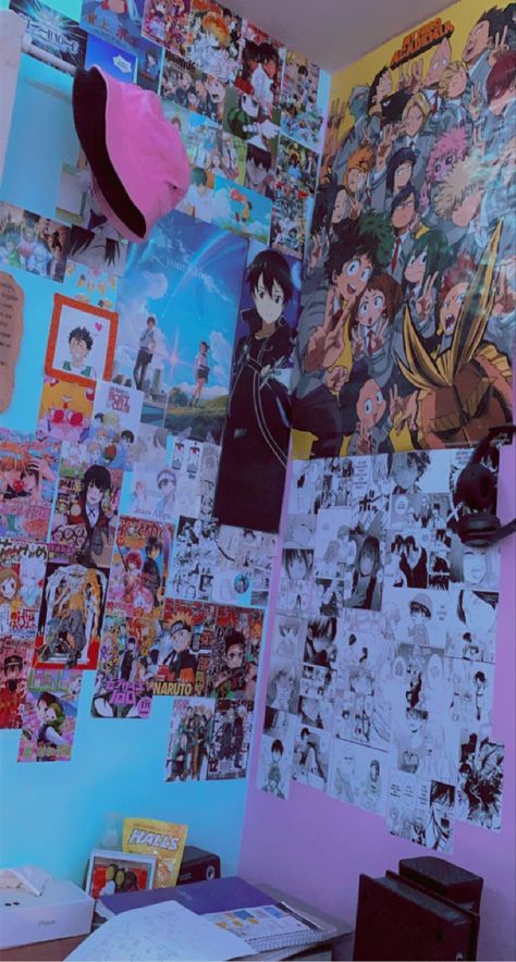 Anime Inspired Room, Anime Room Design, Anime Themed Bedroom, Anime Room Decor Ideas, Anime Room Ideas, Makeup With Eyeshadow, Anime Bedroom Ideas, Anime Bedroom, Applying Eyeshadow