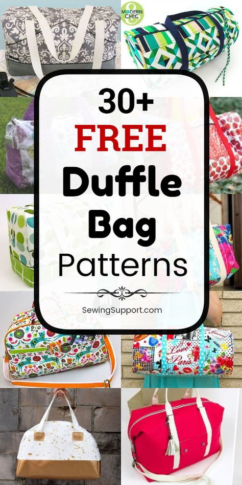 Bag Patterns for Duffle Bags. 30+ free duffle bag patterns, diy projects, and tutorials to sew. Great for weekend travel, kids, school, sports, and gym. #SewingSupport #Bag #Duffle #Pattern #Diy #Sewing Bag Patterns, Duffel Bag Pattern, Duffle Bag Patterns, Japanese Knot Bag, Bag Pattern Free, Sewing Purses, Bag Diy, Gym Bags, Bag Patterns To Sew