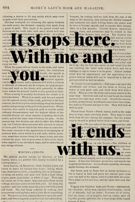 a poster with the words "It stops here. With me and you. It ends with us." printed bold on top of a vintage newspaper. It Stops Here With Me And You, Big Posters On Wall Bedroom Aesthetic, Poster Book Aesthetic, Book Quotes Poster, Book Aesthetic Poster, It Ends With Us Collage, Aesthetic Book Posters, It's Ends With Us, It Ends With Us Poster