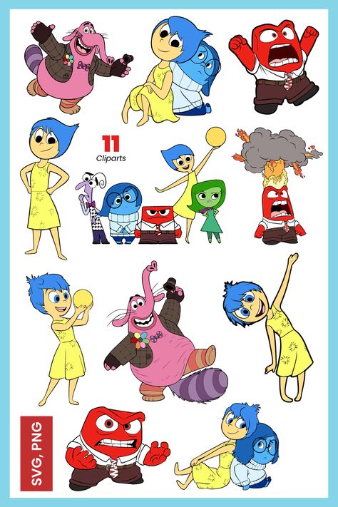 Disney Inside out SVG and PNG files Inside Out Stickers Printable, Inside Out Clipart, Inside Out Tattoo Disney, Inside Out Stickers, Anger Inside Out, Inside Out Tattoo, Ellie Fredricksen, Disney Characters Png, Disney Silhouette Art