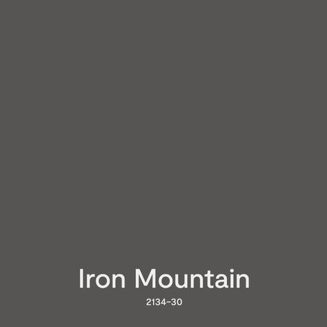 A color swatch of Benjamin Moore Iron Mountain paint. Benjamin Moore, Paint Colours, Iron Mountain Benjamin Moore Exterior, Iron Mountain Benjamin Moore, Bm Iron Mountain, Benjamin Moore Exterior, Iron Mountain, Color Swatch, A Color