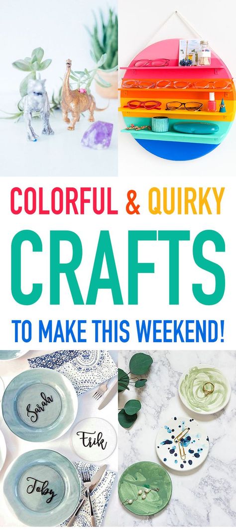 Colorful and Quirky Crafts To Make This Weekend!  #Crafts  #DIY Craft #DIYCraftsForTheWeekend #CraftsForTheWeekend  #Craftings #CraftProjects #WeekendCraftingProjects #CraftingProject #DIYCraftingProjects #Crafts Quirky Home Decor Diy, Quirky Decor Diy, Weekend Crafts For Adults, Diy Quirky Home Decor, Quirky Crafts, Weekend Projects Diy, Easy Diy Fashion, Craft Projects For Adults, Weekend Crafts