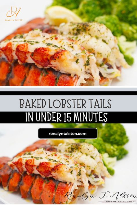 Baked Lobster Tails In Under 15 Minutes lather in a creamy garlic butter sauce coming your way! Cooking lobster tails is easy; they are ready to serve up in about 15 minutes! Don’t be intimidated by oven-baked lobster tails – they might look fancy, but they’re actually quite simple to prepare. This dish is perfect for impressing family and friends on a special occasion. You’ll definitely be the talk of the town when you present them with the perfectly baked lobster tail recipe. Lobster Tail Oven, Creamy Garlic Butter Sauce, Easy Lobster Tail Recipe, Best Lobster Tail Recipe, Broiled Lobster Tails, Baked Lobster, Baked Lobster Tails, Cooking Lobster, Cooking Lobster Tails