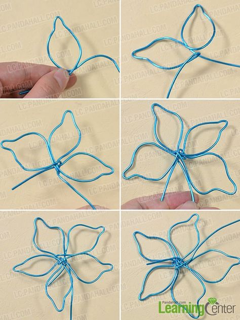 Instructions on How to Make Simple Aluminum Wire Flower Body Ornament for Summer - Pandahall.com Wire Art Flowers How To Make, Wire Daisy Tutorial, Diy 3d Wire Flowers, 3d Wire Flowers, Diy Wire Flowers How To Make, Making Wire Flowers, Wire Art Flower, How To Make Wire Flowers Tutorials, Metal Wire Flowers