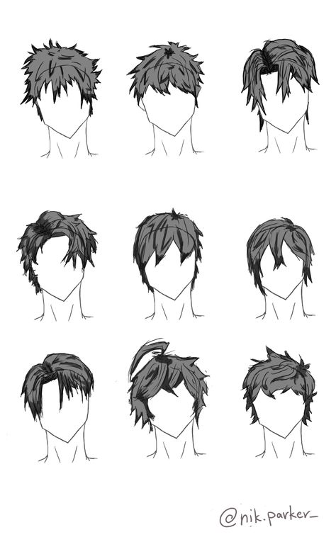 anime hairs Drawing Hair Ideas Male, Male Anime Hair, Boy Hair Drawing, Drawing Male Hair, Griffonnages Kawaii, Hairstyles Male, Anime Hairstyles Male, Anime Hairstyles, Pelo Anime