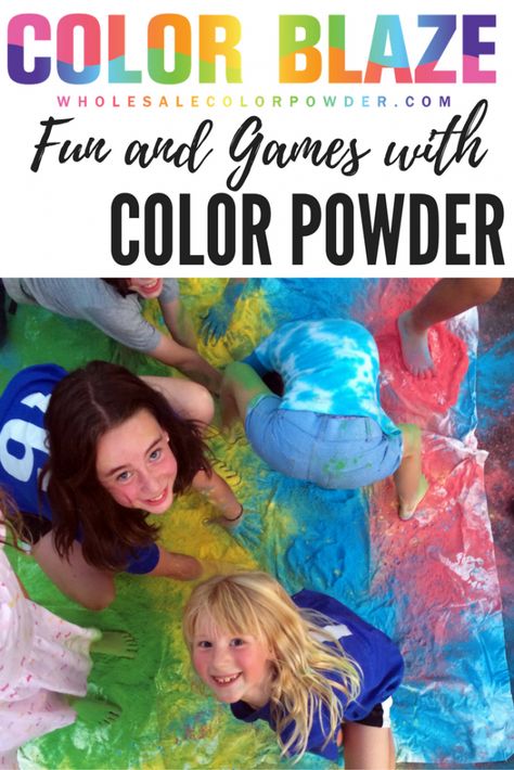 Color Powder Party Ideas - Colorful Outdoor FunOur Color Powder Party Ideas bring an average afternoon into the epic zone very quickly. That quick escalation makes kids go nutty! Fun is messy, and  not always pretty, but with color powder, Color Parties Ideas, Powder Paint Activities, Color Powder Games, Color Run Birthday Party, Color Wars Party Ideas, Color Powder Birthday Party, Color Powder Party, Color Wars Party, Color Wars Activities For Kids