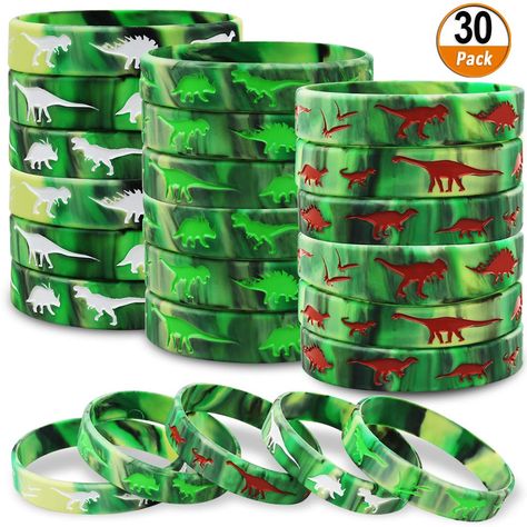 PRICES MAY VARY. Large Amount - Come with 30 Pack Dinosaurs Rubber Wristbands in 3 Colours. Green, Brown and White. 10 Pack for each color. Simple & Colorful design, which is popular among children. Kids Will Have a BLAST With These Wristbands. - If you are gonna having a birthday party or any other celebrate party for kids. These will be your best choice. Great as party favor, treat bags and gift bags. Dinosaurs Theme Party Supplies - These Silicone Wristbands Bracelets with dinosaur elements i 1st Birthday Party Bags, Jurassic Park Birthday Party, Jurassic Park Party, Jurassic Park Birthday, Dinosaur Party Decorations, Dinosaur Party Favors, Park Birthday, Dinosaur Themed Birthday Party, Gifts Bags