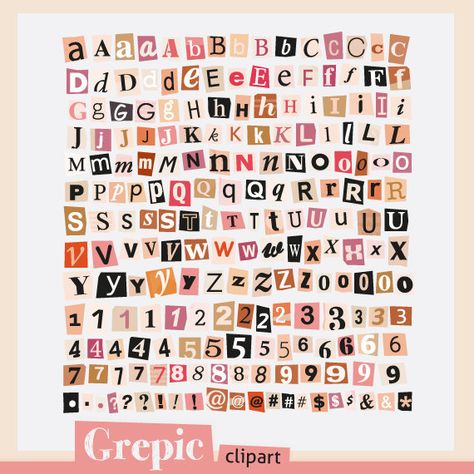 Todos os tamanhos | Alphabet: Paper Cut Alphabet pink / orange / beige clipart pack for scrapbooking, card making, invites | Cute Fonts Alphabet, Magazine Letters, Newspaper Letters, Alfabet Font, Letter Collage, Pink Scrapbook, Letters Printable, Scrapbook Fonts, Scrapbook Letters