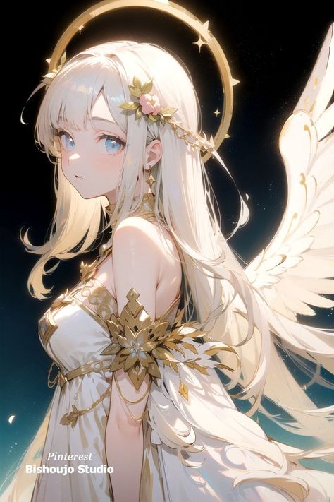 Goddess, angel, aesthetic anime art, character design inspiration, female model, kawaii waifu, artstation and pixiv artwork Anime Angel Goddess, Anime Fallen Angel Female, Angel Anime Female, Angel Anime Aesthetic, Queen Character Inspiration, Angel Drawing Anime, Angel Aesthetic Anime, Anime Female Angel, Angel Anime Pfp