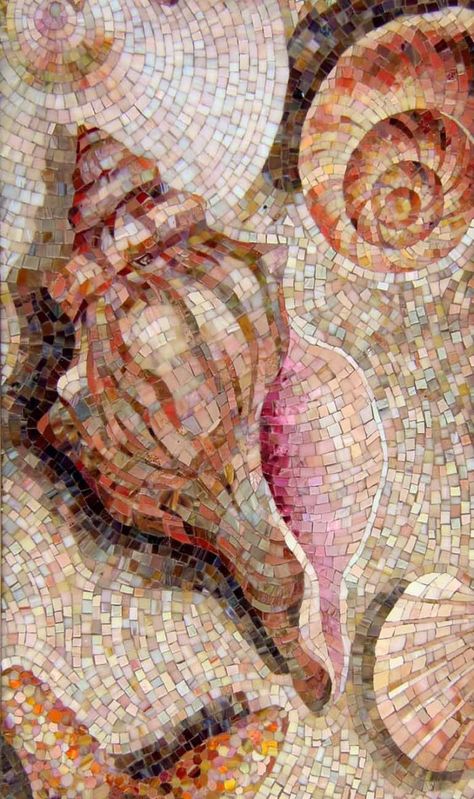 Beach Mosaic Art, Mosaic Art Ideas, Beautiful Mosaics, Seashell Mosaic, Mosiac Art, Art Pierre, Shell Mosaic, Mosaic Tile Art, Mosaic Art Projects