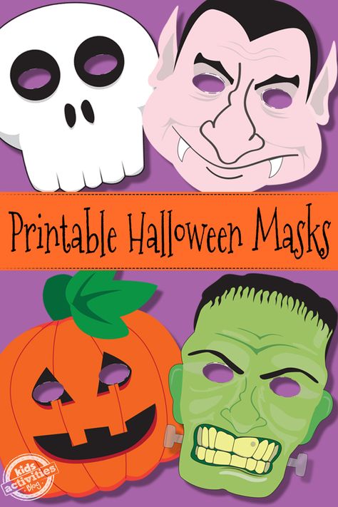 Printable #Halloween Masks - these would be great for role-playing! #preschool (repinned by Super Simple Songs) Halloween Masks Kids, Veselý Halloween, Printable Halloween Masks, Imprimibles Halloween, Masque Halloween, Mascaras Halloween, Hallowen Ideas, Masks Crafts, Manualidades Halloween