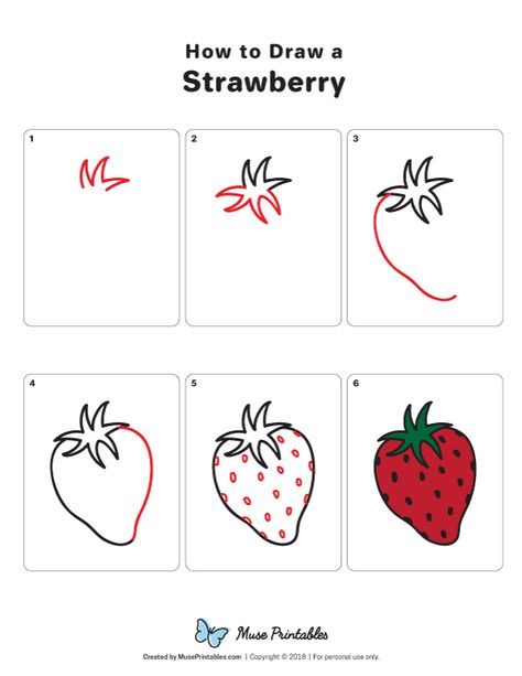 Learn how to draw a strawberry step by step. A free printable download of this tutorial is available at https://museprintables.com/download/how-to-draw/how-to-draw-a-strawberry/ Easy To Draw Strawberry, Strawberry Tutorial Drawing, How To Draw A Strawberry Step By Step, How To Paint A Strawberry, How To Draw Strawberries, How To Paint Strawberries, How To Draw Fruit Step By Step, How To Draw A Strawberry, How To Draw Strawberry