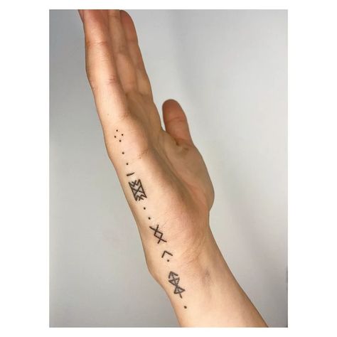 Small Rune Tattoos, Viking Hip Tattoos Women, Runic Arm Tattoo, Viking Ankle Tattoo, Minimalist Norse Tattoo, Hand Tattoos Runes, Swedish Symbols Tattoo, Feminine Rune Tattoo, Norwegian Tattoo Viking