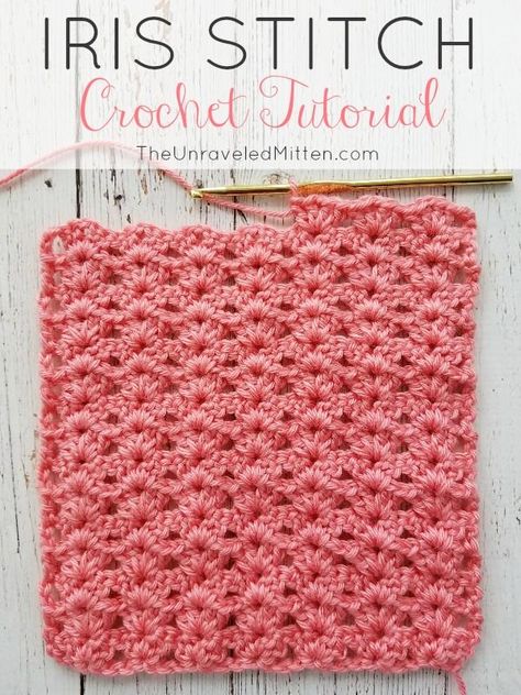 The Iris crochet stitch is an easy, elegnt shell type stitch with a one row repeat. Its excellant drape make is a great choice for blankets, scraves, home decor and more! Crochet Afghans, Iris Stitch Crochet, Iris Stitch, Iris Crochet, Free Form Crochet, Gilet Crochet, Crochet Stitches For Blankets, Easy Crochet Stitches, Stitch Crochet