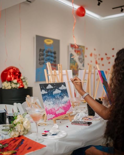@raregallery_ put together a sip and paint gathering for Valentine's Day, here are a few standout highlights from the event. Paint Date, Painting Together, Sip And Paint, Dream Dates, Diamond Party, Sip N Paint, Paint And Sip, Paint Kit, Pink Diamond