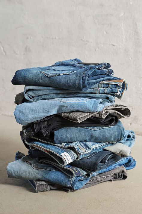 We are ready for another 30 years of jeans making! #jackandjones #brothersofdenim #30YearsDenim Jeans Storage Ideas, Denim Fashion Photography, Laydown Photography, Denim 2024, Jeans Storage, Denim Photography, Flat Lay Photography Fashion, Flatlay Clothes, Jeans Aesthetic