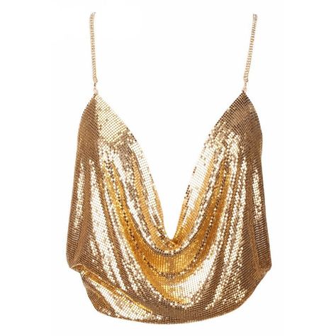 Couture, Halter Backless Top, White Sequin Top, Plunging Neckline Top, Gold Crop Top, Metallic Crop Top, Metal Shirts, Plunge Top, Criss Cross Top