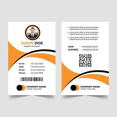 Download this Corporate Office Identity Card Design Template. #freepik #business #corporate #office #identity #card #template Personal Cards Design, Graphic Design Personal Branding, Identity Card Design, Employee Id Card, Corporate Id, Card Design Template, Illustrator Design Tutorial, Id Card Template, Graphic Design Flyer