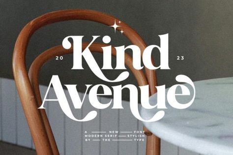 Kind Avenue - a Stylish Retro Font. This font can look more retro (conservative) serif, which is perfect for texts. So it can be more expressive, playing, and more modern with alternative substitutes ... Bohemian Font, Boho Fonts, Trendy Fonts, Luxury Font, Groovy Font, Modern Serif Fonts, Modern Lettering, Stylish Fonts, Online Fonts