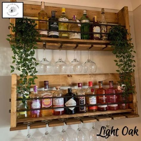 some of our great products to showcase your favorite tipple Drinks Display Ideas, Wall Mount Bar Shelves, Wall Mounted Drinks Cabinet, Small Back Bar Design, Indoor Bar Decor, Home Gin Bar, Wall Mounted Bar Shelves, Gin Shelf Ideas, Mini Bar Wall Ideas