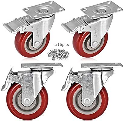 Moogiitools 3" PVC Heavy Duty 1000lbs Swivel Rubber Caster Wheels with Safety Dual Locking Casters Set of 4 with Brake: Amazon.com: Industrial & Scientific Table Saw, Table Saw Workbench, Double Lock, Wheel Lock, Caster Wheels, Swivel Wheels, Swivel Casters, Wooden Tree, Casters Wheels