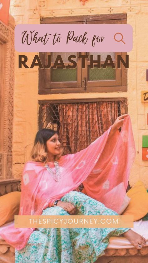 This Rajasthan travel fashion guide lists the clothing items you can pack for a Rajasthan trip to places like Jaipur, Udaipur, Jaisalmer, Jodhpur, Pushkar in Rajasthan India. Apart from listing the clothes to wear in Rajasthan and the best things to pack for Rajasthan, this is also a fashion guide. You won't have to stress about what to wear in Jaipur or Udaipur or any other place after reading this perfect travel fashion guide! #rajasthan #jaipur #udaipur #jaisalmer #jodhpur #pushkar #fashion Rajasthan Clothes, Rajasthan Trip, Rajasthan Travel, Jaipur Travel, Rajasthan Jaipur, Travel Destinations In India, Things To Pack, Udaipur India, India Travel Places