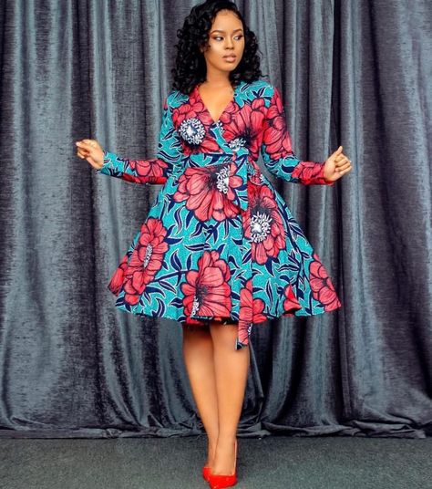 Flare Dresses Ankara, Short Flare Gown, Ankara Short Flare Gowns, Flare Gown Styles, Ankara Short, Ankara Short Gown Styles, Short Gown, African Print Dress Ankara, Short African Dresses