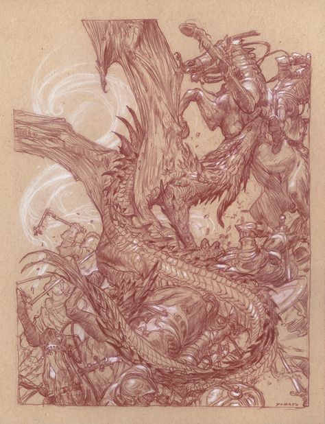 Dragon Battle, Donato Giancola, Fantasy Tattoo, Rider Art, Medieval Dragon, Fantasy Tattoos, Anniversary Art, Dragon Sketch, Dragon Illustration