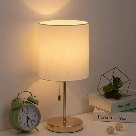 Unusual Bedside Tables, Dorm Lamp, Bed Side Table Lamps, Modern Bedside Table Lamps, Modern Nightstand Lamps, Gold Desk Lamps, Fabric Lamp Shade, Nightstand Table, Fabric Lamp