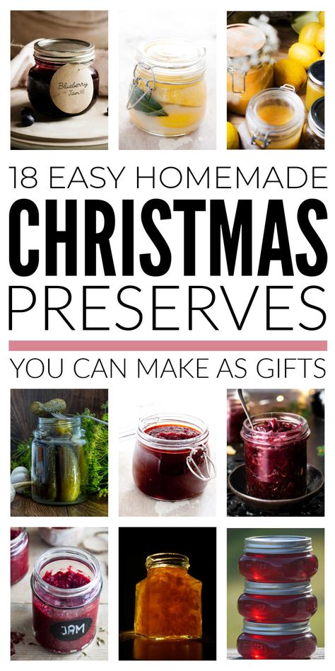 Easy homemade Christmas preserves including jams, jellies, pickles, chutneys & more to make as great edible gifts both in advance and last minute for stocking stuffers, party favours & teachers gifts plus to put in DIY Christmas hampers. #homemadechristmaspreserves #christmaspreserves #christmasjelly #christmasjam #christmaschutney #homemadechristmasgifts Edible Christmas Gifts Homemade Easy, Christmas Preserves, Chutney Recipes Christmas, Diy Christmas Hampers, Card Diy Ideas, Christmas Chutney, Canning Gifts, Jelly Gift, Christmas Card Diy