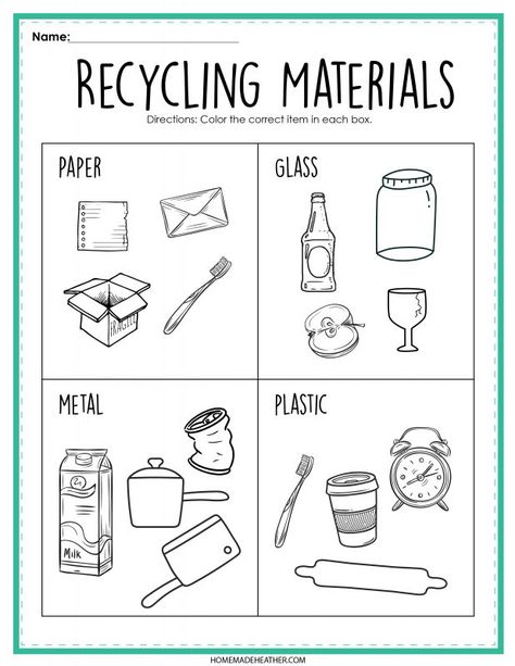 What Can You Recycle, Earth Day Lessons, Recycle Printable, Recycle Preschool, Kindergarten Pictures, Activity Printables, Recycling Activities, Recycling For Kids, Free Worksheets For Kids