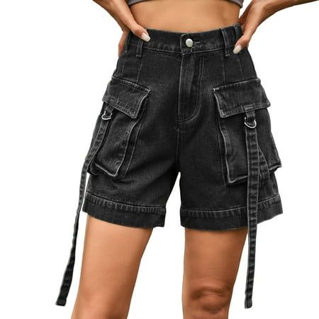 High Waisted Tie Pants, Black Flared Leggings, Mini Denim Shorts, Cargo Denim, Summer Pants Women, Solid Color Pants, Cargo Short, Women Streetwear, Hiking Travel