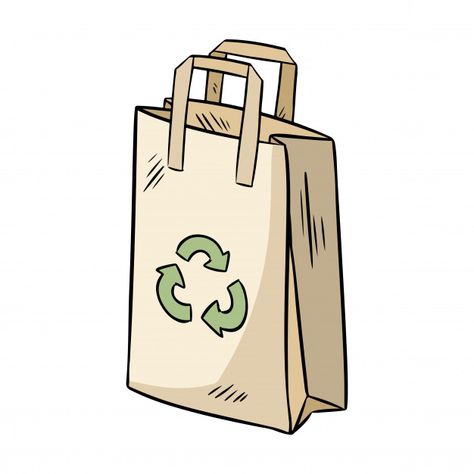 Eco friendly paper bag. ecological and zero-waste product. go green Premium Vector | Free Vector #Freepik #vector #freelogo #freebanner #freelabel #freehand Eco Friendly Drawing, Eco Drawing, Paper Bag Drawing, Eco Friendly Illustration, Green Products Eco Friendly, Eco Friendly Poster, Ideas Ecologicas, Save Water Poster Drawing, Reuseable Bag