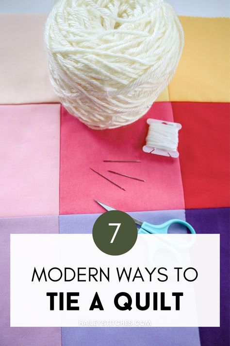 Patchwork, Different Ways To Quilt A Quilt, How To Tie Quilts, Tied Quilts With Embroidery Floss, Quilting With Yarn Ties, Signing A Quilt, Tie Quilt With Yarn, Quilt Tying Ideas, Quilt Knots Tie