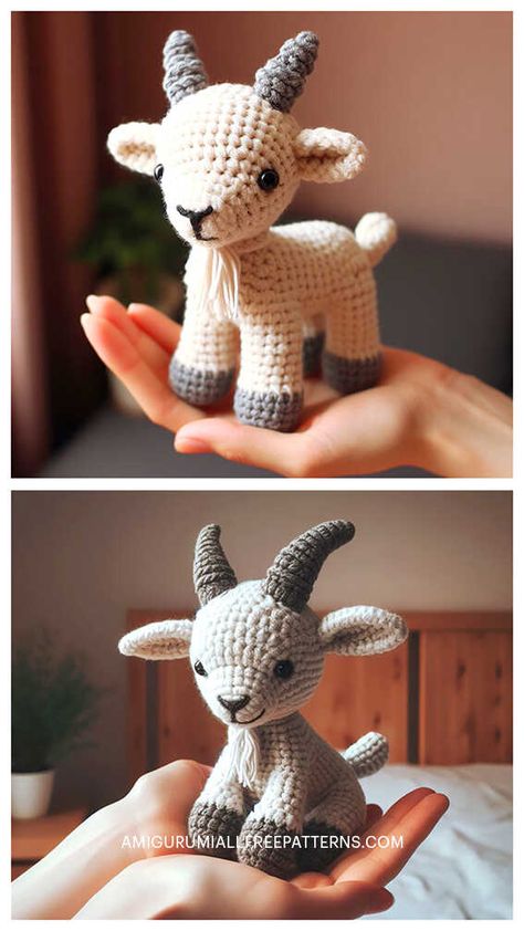 Size Inclusive Crochet, Crochet Halloween Cup Cozy Free Pattern, Amigurumi Goat, Diy Laine, Poncho Patterns, Crocheted Animals, Crochet Toys Free Patterns, Easy Crochet Animals, Crochet Animal Amigurumi