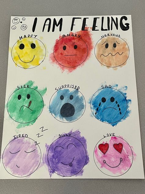 Crafts About Emotions For Preschoolers, Feelings Movement Activities, Eyfs Personal Social Emotional Activities, Feelings Literacy Activities Preschool, Social Emotional Prek Activities, Emotion Craft Preschool, Color Emotions Activity, All About Me Twos Theme, Emotions For Preschoolers Activities