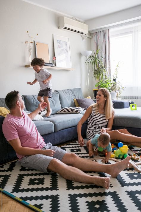 Family Play Time In The Living Room by Aleksandra Jankovic for Stocksy United Indoor Family Photography, Indoor Family Photos, Christmas Photography Family, Indoor Family, Cheap Desk, Home Photo Shoots, Nature Projects, Gathering Room, Time Photography